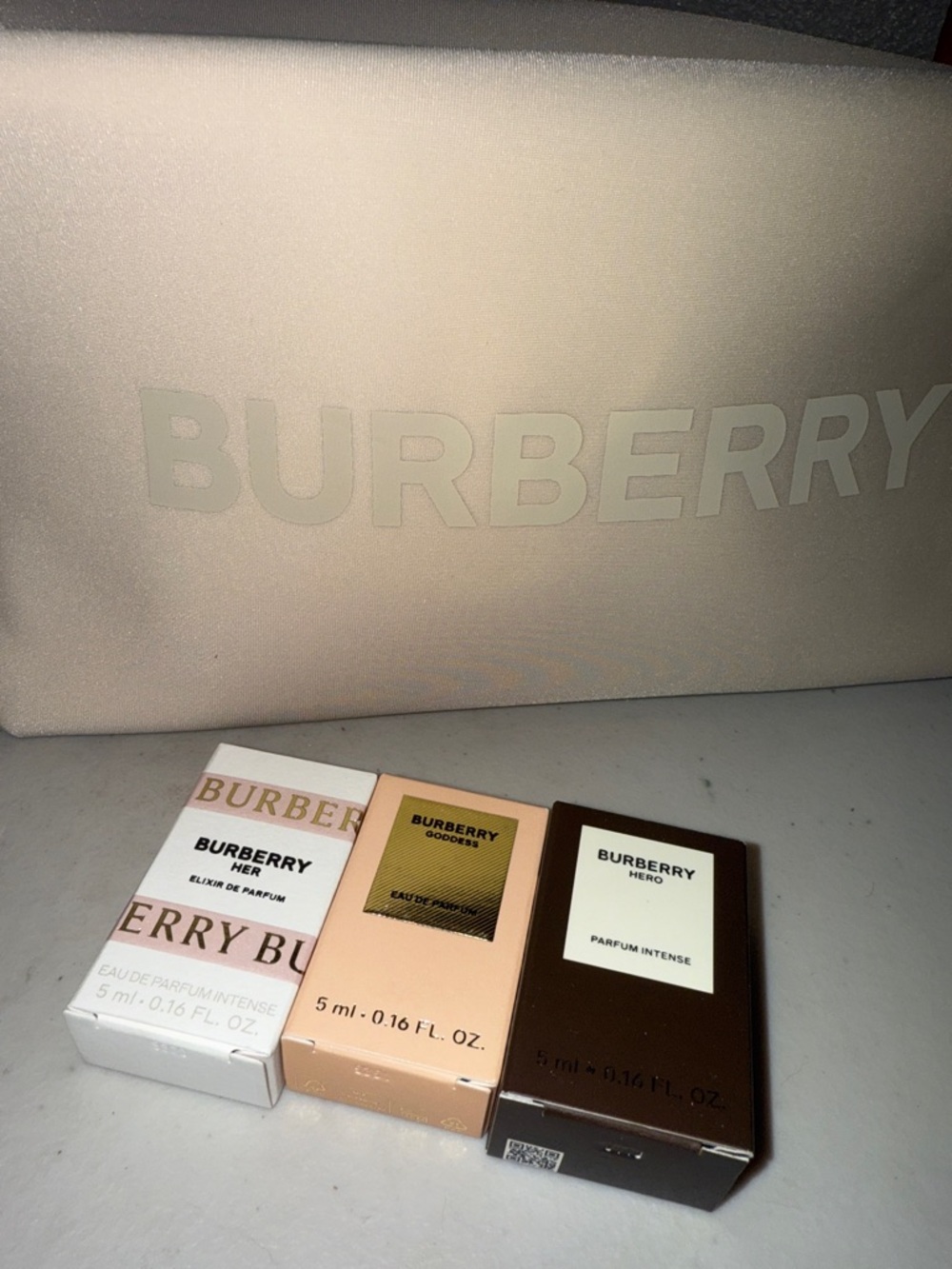 Burberry Ivory Embossed Logo Pouch